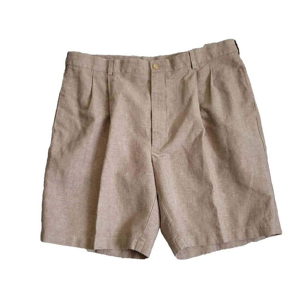 Roundtree & Yorke Gold Label Shorts size 40 Linen Cotton Blend Pleated Preppy